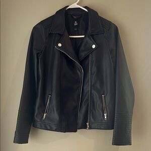 Art Class Black Leather Jacket with Silver Accents